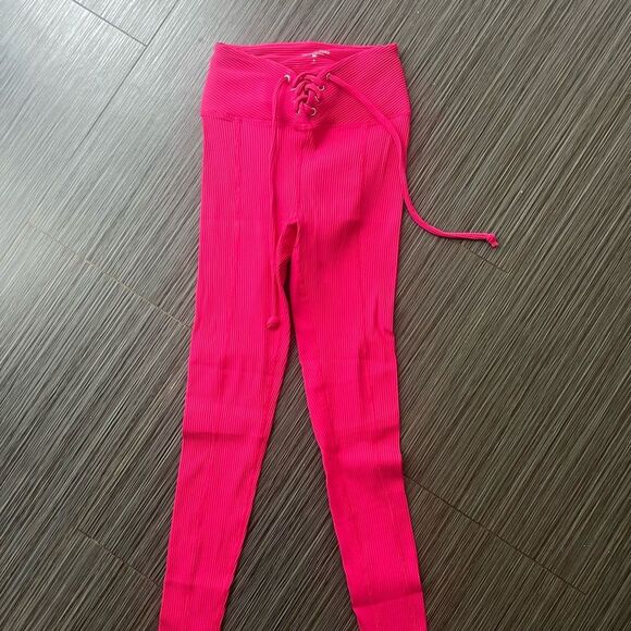Year of Ours Hot Pink Ribbed Leggings - Picture 7 of 7